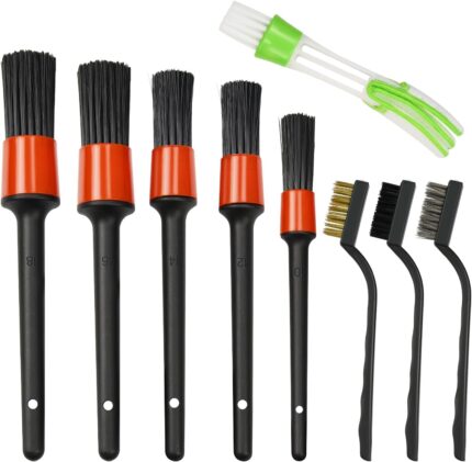 Car Detailing Brush Set, 9pcs Car Detailing Kit for Cleaning Car Air Vents, Engine Bays, Dashboard, Wheels, Leather (9pcs)