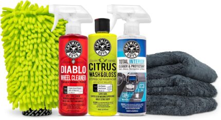 Chemical Guys HOL357 Clean & Shine Car Wash Starter Kit - Safe for Cars, Trucks, Motorcycles, SUVs, Jeeps, RVs & More (7 Piece Set, Including 3 16 oz. Car Detailing Chemicals)