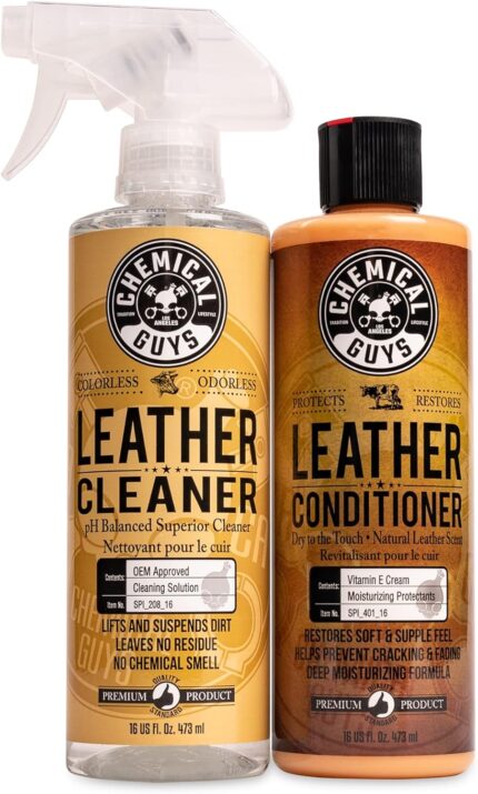 Chemical Guys SPI_109_16 Leather Cleaner and Leather Conditioner Kit for Use on Leather Apparel, Furniture, Car Interiors, Shoes, Boots, Bags & More (2 - 16 fl oz Bottles)