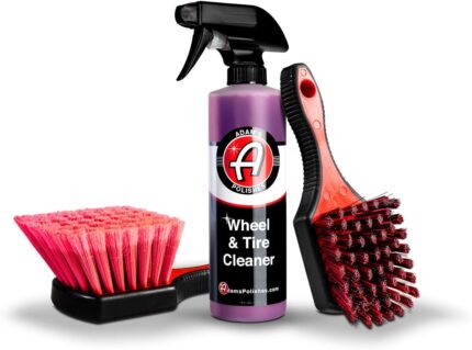 Adam's Polishes Wheel & Tire Cleaner Combo - Professional All in One Tire & Wheel Cleaner W/Wheel Brush & Tire Brush | Car Wash Wheel Cleaning Kit for Car Detailing | Safe On Most Rim Finishes