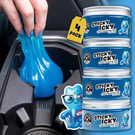 Chemical Guys Sticky Icky Car Cleaning Gel, Green Apple Scent - Detailing Kit, Automotive Dust Car Crevice Cleaner, Air Vent Slime, Cleaning Putty for Keyboard Accessories for Women (4 Pack) - CJB1004