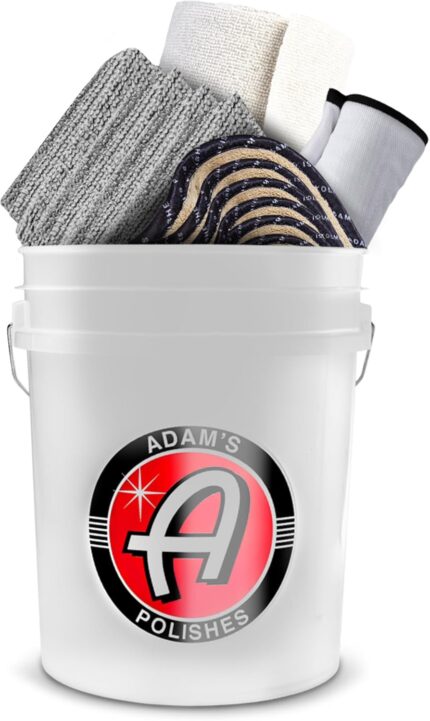 Adam's Polishes 5 Gallon Bucket-O-Towels (67pk) - Variety Car Detailing Bucket of Premium Microfiber Towels for Car Wash, Cleaning, Polishing, Car Wax, Ceramic Coating, Shop Towels & More