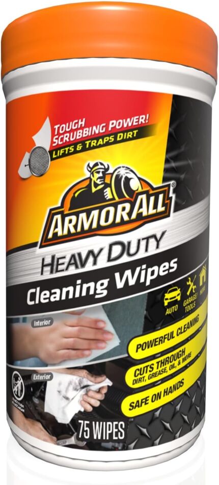 Armor All Heavy Duty Cleaning Wipes, Disposable Car Wipes (75 Count)