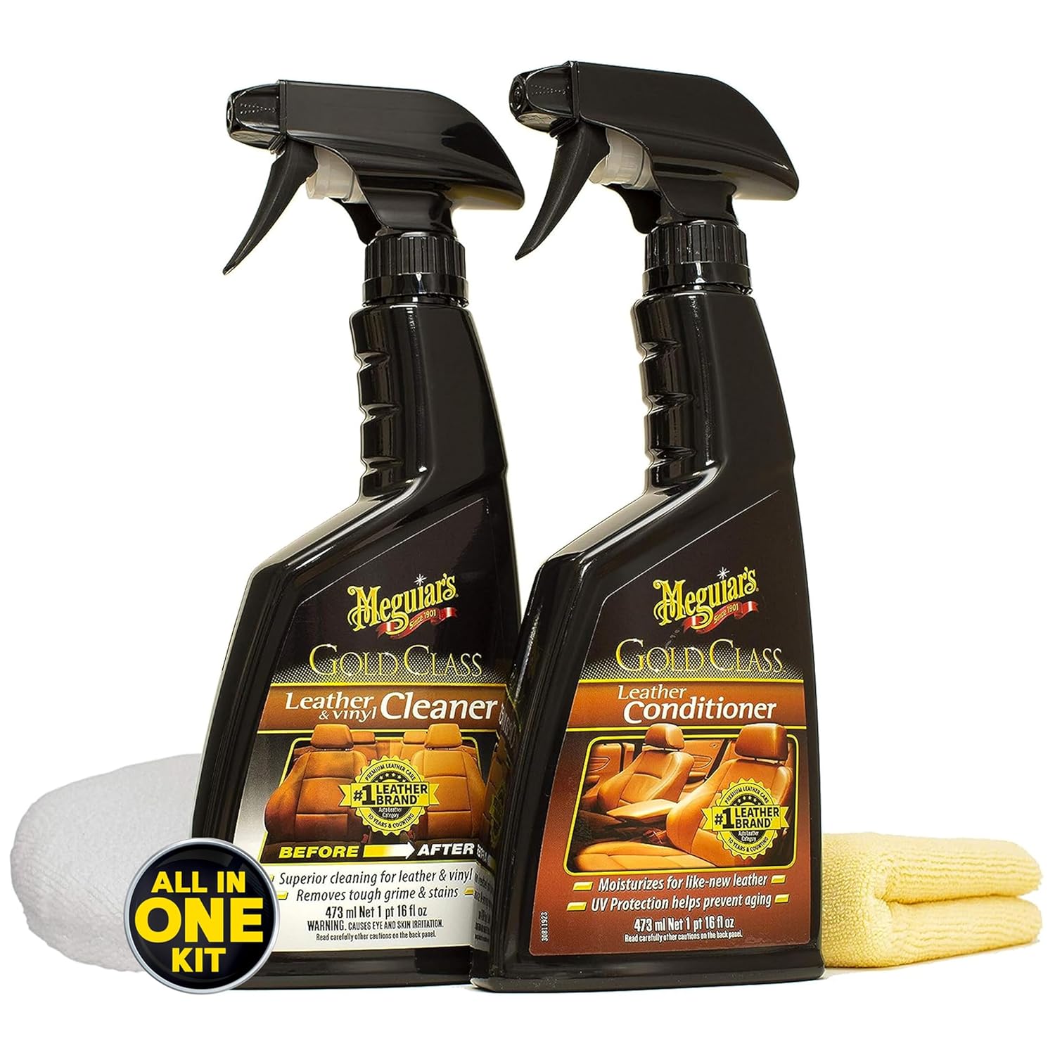 Meguiar's Leather Care Kit - Premium Leather Cleaner and Leather Conditioner - The Perfect Interior Care for Automotive Leather Seats