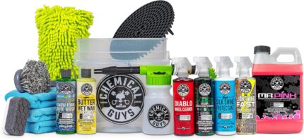 Chemical Guys 16 -Piece Arsenal Builder Car Wash Kit with Foam Gun, Bucket, and (6) 16 oz Car Cleaning Chemicals + Mr. Pink Mr. Pink Foaming Car Wash Soap (Works w/Garden Hose)