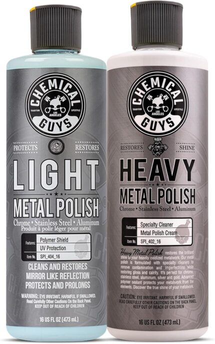 Chemical Guys SPI40916 Light & Heavy Metal Polish Kit, Restore, Protect, and Shine all Metal Surfaces, 2-16 fl oz