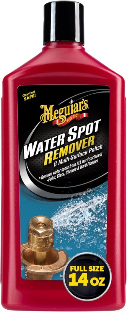 Meguiar’s Water Spot Remover, Heavy Duty Water Spot Remover for Cars, Remove Water Stains and Polish Glossy Paint with a Versatile Clear Coat Safe Formula, 16 oz