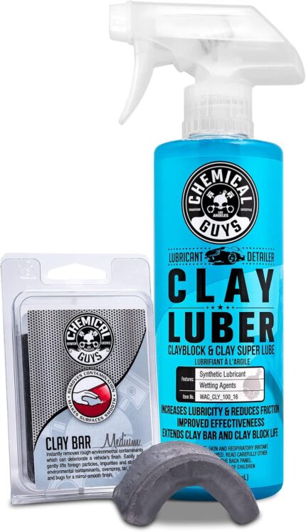 Chemical Guys CLY_KIT_2 Medium Duty Clay Bar and Luber Synthetic Lubricant Kit,16 oz, 2 Items, Gray