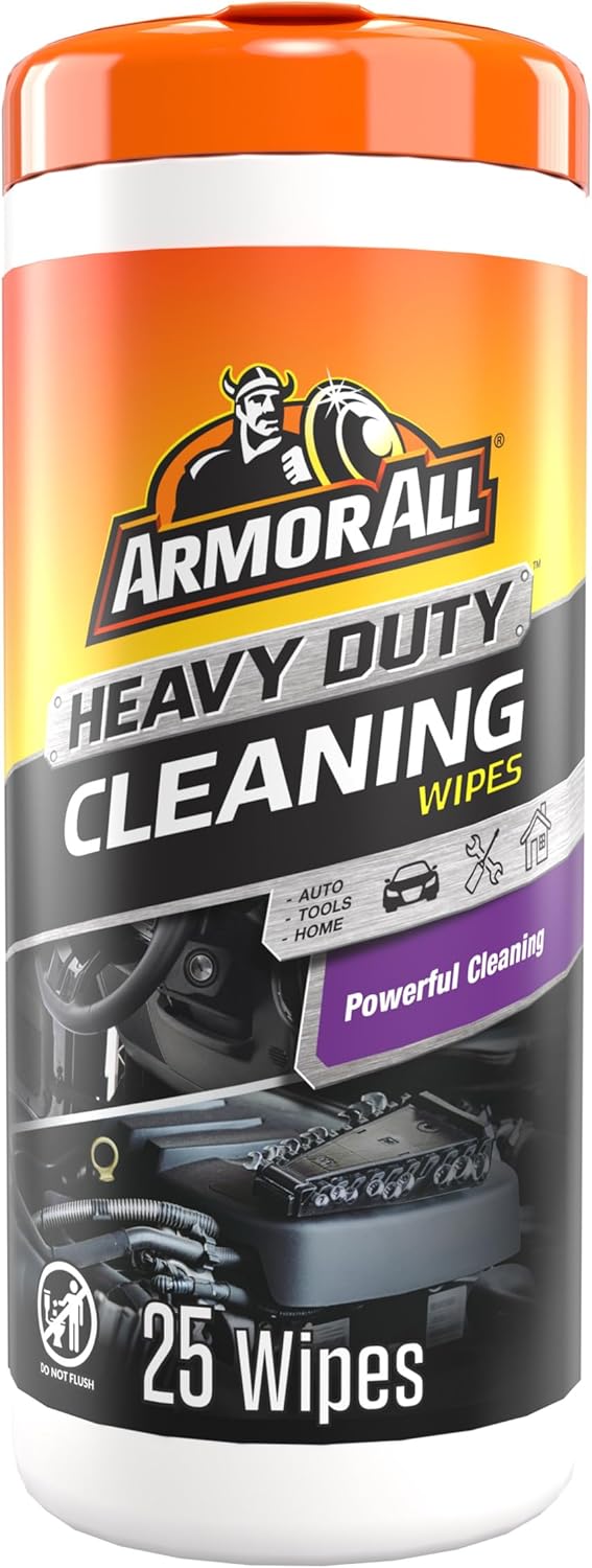 Armor All Heavy Duty Car Cleaning Wipes , Car Wipes for Dirt, Grease and Oil, 25 Count